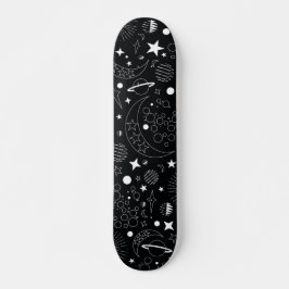 Zwart-wit hemelse kosmische sterrenstelsels skateboard