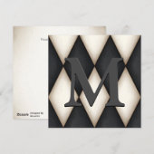 Zwart-wit hemrelquin dramatisch aangepast monogram feestdagenkaart (Voorkant / Achterkant)