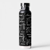 Zwart-wit herhalend Cadeaus voornaam en achternaam Waterfles (Rechts)
