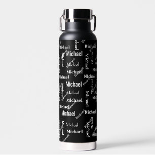 Zwart-wit herhalend Cadeaus voornaam en achternaam Waterfles
