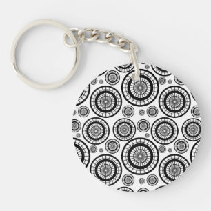 Zwart-wit herhalend wielpatroon sleutelhanger