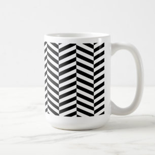 Zwart-wit herringbone koffiemok