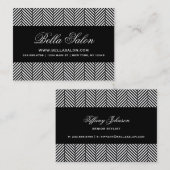 Zwart-wit herringbone visitekaartje (Voorkant / Achterkant)