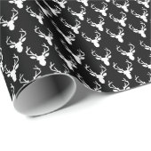Zwart-wit hertenkoppen patroon cadeaupapier (Rol Hoek)