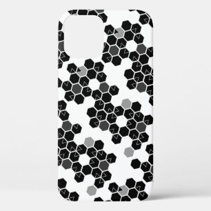 Zwart-wit-hex-gegevenspatronen iPhone 12 Hoesje