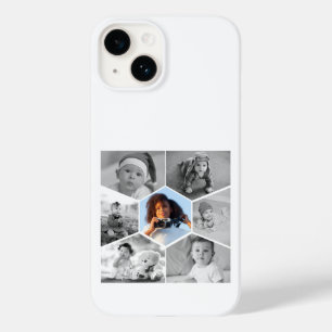 Zwart-wit Hexagon Fotocollage Case-Mate iPhone 14 Hoesje