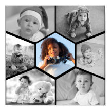 Zwart-wit Hexagon Fotocollage