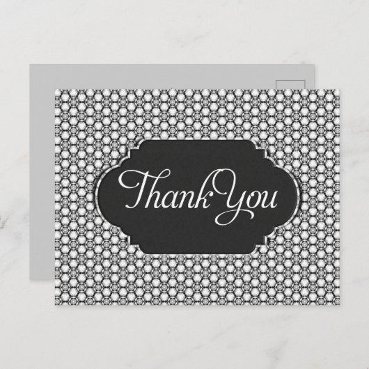 Zwart wit hexagon patroon Dank u Briefkaart (Voorkant / Achterkant)