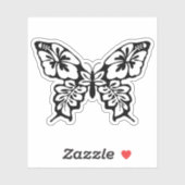 Zwart-wit Hibiscus Vlinder Sticker (Vel)
