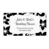 Zwart Wit Hibiscus Waterfles - pas het aan! Etiket (Voorkant)