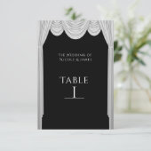 Zwart & Wit HOLLYWOOD Gordijnen Tafel Nummerkaart Kaart (Staand voorkant)