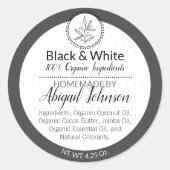 Zwart-wit Homemade body Butter of Scrub Label (Voorkant)