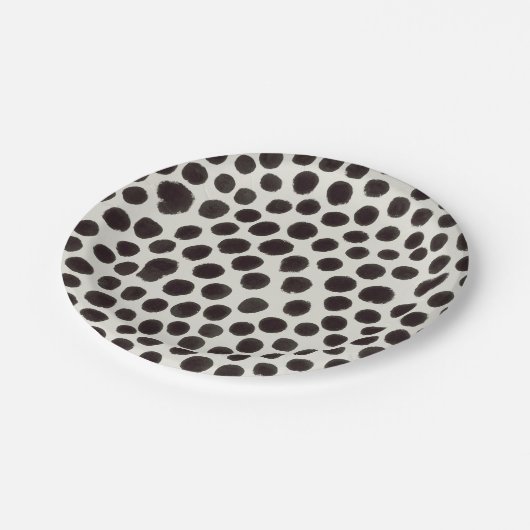 Zwart-wit Hond Dalmatische Dierenprint Stippen Papieren Bordje (Gekanteld)