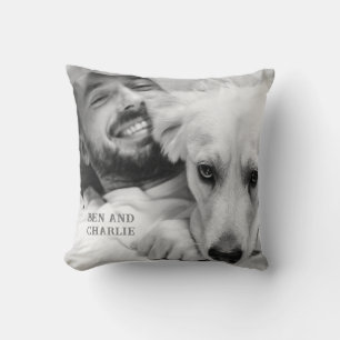 Zwart-wit hond foto kussen