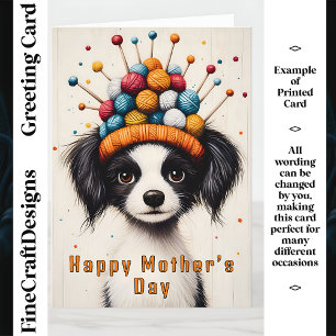 Zwart & Wit Hond, Gebreid Pet CY1 Custom Moeder Kaart