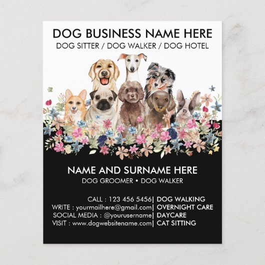 Zwart Wit Hond Walker Pet Sitter Grooming (Achterkant)