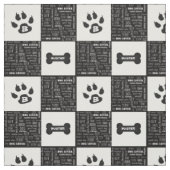 Zwart-wit hondenbot | Naam en monogram Stof (Swatch)