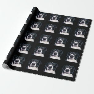 Zwart-Wit Hondengezicht Cadeaupapier