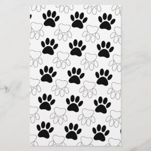 Zwart-wit hondenpootafdrukpatroon briefpapier
