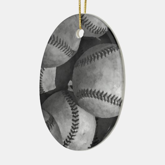 Zwart-wit honkbal keramisch ornament (Links)