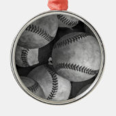 Zwart-wit honkbal metalen ornament (Voorkant)