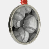 Zwart-wit honkbal metalen ornament (Rechts)