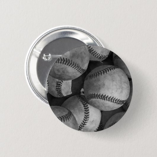 Zwart-wit honkbal ronde button 5,7 cm (Voorkant /achterkant)