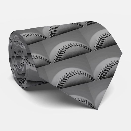 Zwart-wit honkbal stropdas (Opgerold)