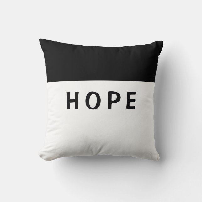 Zwart-wit "Hope" Kussen (Voorkant)