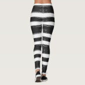 Zwart-wit horizontale streepverfkwast leggings (Achterkant)