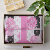 Zwart-wit horizontale strepen Bloemmonogram Tissuepapier (Geschenk)