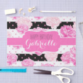 Zwart-wit horizontale strepen Bloemmonogram Tissuepapier (Craft)