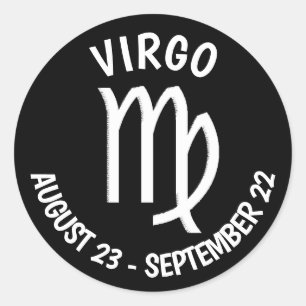 Zwart-wit Horoscoop Maagd Teken Ronde Sticker