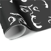 zwart-wit horror gezicht cadeaupapier (Rol Hoek)