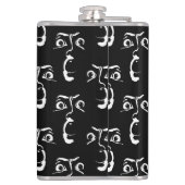 zwart-wit horror gezicht heupfles (Achterkant)