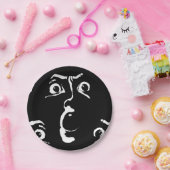 zwart-wit horror gezicht papieren bordje (Feest)