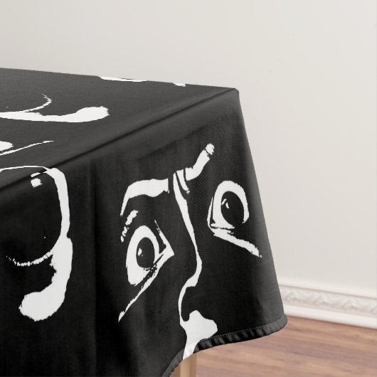 zwart-wit horror gezicht tafelkleed (Voorbeeld)