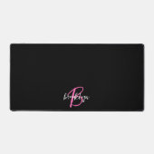 Zwart Wit Hot Pink Script Monogram Bureaumat (Voorkant)