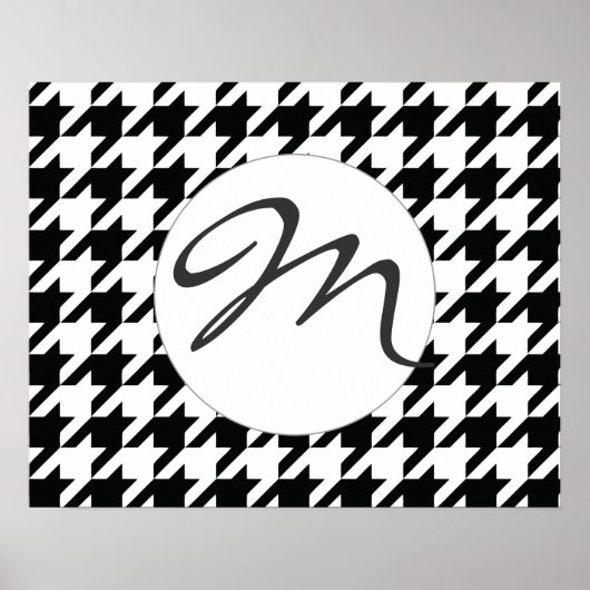 Zwart-wit Houdstooth Patroon Poster (Voorkant)