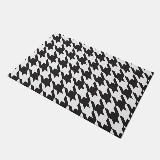 Zwart-wit Houndstooth deurmat (Schuin)