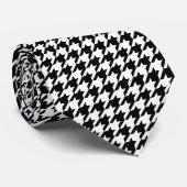 Zwart-wit houndstooth heren stropdas (Opgerold)