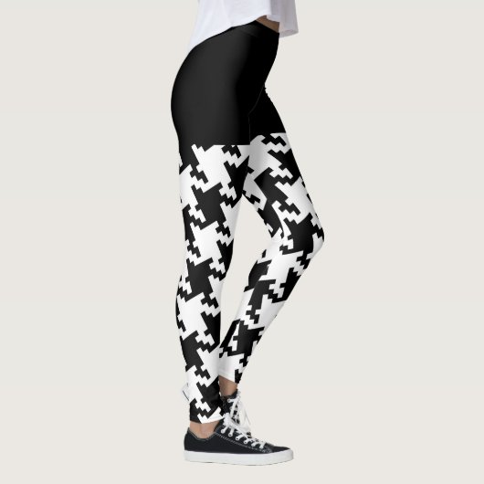 Zwart-wit Houndstooth Motief Decor op Leggings (Rechts)