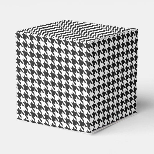 Zwart-wit houndstooth-patroon bedankdoosjes (Achterkant)