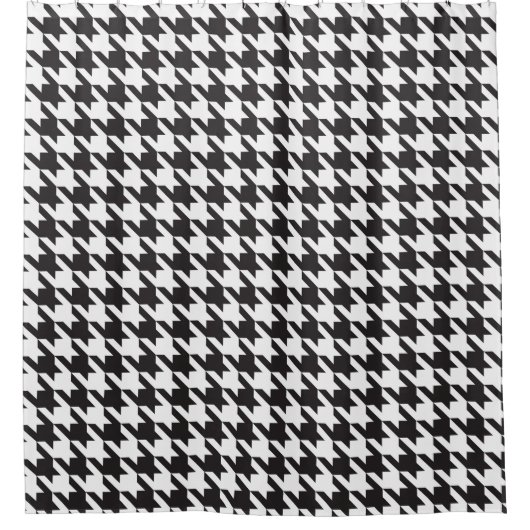 Zwart-wit houndstooth-patroon douchegordijn (Voorkant)
