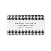 Zwart-wit houndstooth-patroon etiket (Voorkant)