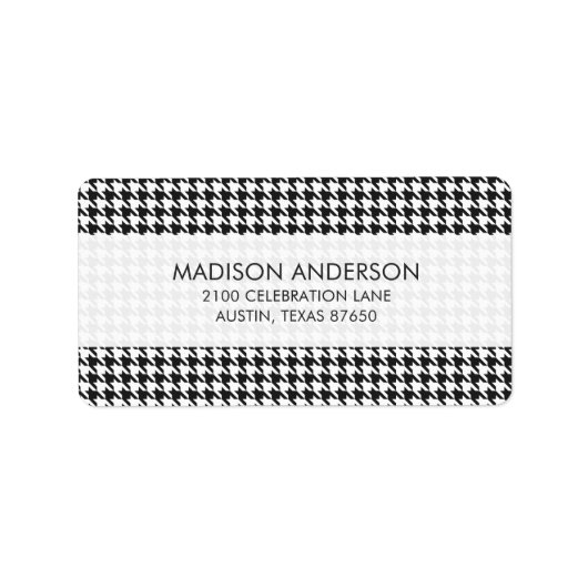 Zwart-wit houndstooth-patroon etiket (Voorkant)