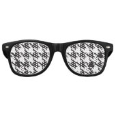 Zwart-wit houndstooth-patroon retro zonnebril (Voorkant)
