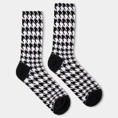 Zwart-wit houndstooth-patroon sokken (Rechts)