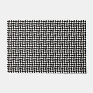 Zwart-wit houndstooth-patroonpatroon deurmat