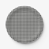 Zwart-wit houndstooth-patroonpatroon papieren bordje (Voorkant)